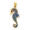 14K 3-D Blue Enameled Seahorse Pendant