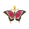 14K Purple Stained Glass Butterfly Pendant