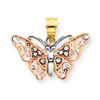 14k Two-tone & Rhodium Diamond-cut Butterfly Pendant