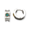 Stainless Steel Teal CZ Stone & Gold-plated Hinged Hoop Earrings