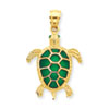 14K Green Stained Glassed Sea Turtle Pendant