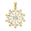 14k & Rhodium Diamond-cut Starburst Snowflake Pendant