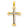 14K Two-tone White Cross in Budded Yellow Cross Frame Pendant