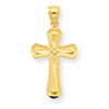 14K Diamond-cut Beveled Edges Cross Pendant