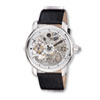 Mens Charles Hubert Leather Band Skeleton Dial Watch ring