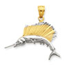 14K & Rhodium Sailfish Pendant