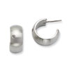 Stainless Steel CZ Satin J Post Hoop Earrings