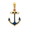 14K 2-D Red, White, and Blue Enameled Anchor Pendant