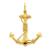 14K 3-D Solid Anchor with Rope Pendant