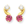 14k Synthetic Pink Tourmaline (Oct) Post Earrings