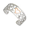 Stainless Steel Polished & Chocolate-plated Hearts Cuff Bangle