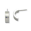 Stainless Steel Blue CZ Satin Half Hoop Post Earrings