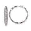 Sterling Silver 1.25 inch diameter CZ Hoop Earrings
