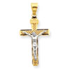 14K Two-tone D/C Large Block Lattice Cross w/Crucifix Pendant