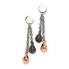 Stainless Steel Rose Gold & Brown Teardrops Dangle Post Earrings