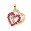 10k CZ Double Heart Pendant
