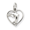 14k White Gold Dolphin in Heart Charm