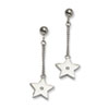 Stainless Steel Polished Stars w/ CZ Post Dangle Earrings