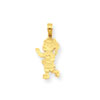 14K Little Girl Walking with Flowers Pendant