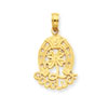 14K Good Luck w/Horseshoe and Clover Pendant