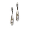 Stainless Steel Polished Oval w/ CZ Dangle Earrings