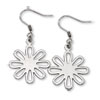 Stainless Steel Polished Large Flower Dangle Earrings