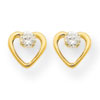 14 Heart w/CZ Post Earrings