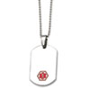 Stainless Steel Polished w/ Red Enamel Medical Pendant 24 in. Necklace chain