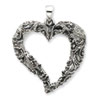 Sterling Silver Antiqued & Polished Heart Pendant