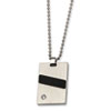 Stainless Steel Black Rubber and CZ Pendant 22in Necklace chain