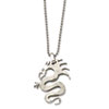 Stainless Steel Satin Dragon w/ CZ Pendant 22in Necklace chain