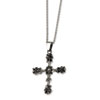 Stainless Steel Antiqued Cross Pendant 22in Necklace chain