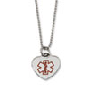 Stainless Steel Red Enamel Heart Shaped Medical Pendant 22in Necklace chain