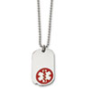 Stainless Steel Red Enamel Small Dog Tag Medical Pendant 22in Necklace chain