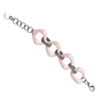 Stainless Steel Pink Ceramic and Stanless Link Bracelet