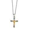 Stainless Steel Gold IPG Crucifix Pendant 22in Necklace chain