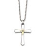Stainless Steel 14k Gold w/ Diamond Cross Pendant 22in Necklace chain