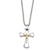 Stainless Steel 14k Gold Crucifix Pendant 22in Necklace chain
