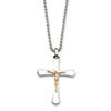 Stainless Steel 14k Gold Crucifix Pendant 22in Necklace chain