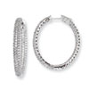 Sterling Silver 1.12 inch diameter CZ Hoop Earrings