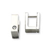 Stainless Steel CZ Satin Hinged Square Hoop Earrings