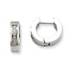 Stainless Steel CZ Polished Round Hinged Hoop Earrings