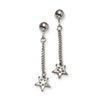Stainless Steel Polished Star w/ CZs Post Dangle Earrings