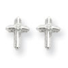 14k White Gold Cross CZ Post Earrings