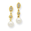14k & Rhodium 6.5mm FW Cult Button Pearl & Diamond Post Earrings