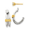 14k Two-tone J Hoop with CZ Stud Earring Jackets