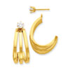 14k Polished J Hoop with 4mm CZ Stud Earring Jackets
