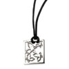 Stainless Steel Polished Square w/Flowers 22in Cord Necklace chain