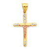 10k Two-tone CZ Crucifix Pendant
