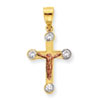 10k Two-tone Small CZ Crucifix Pendant